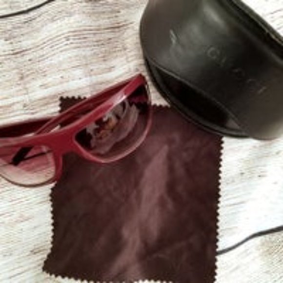 🥳HP🥳 Gucci Women's Burgundy Sunglasses "AUTH" - Picture 7 of 7
